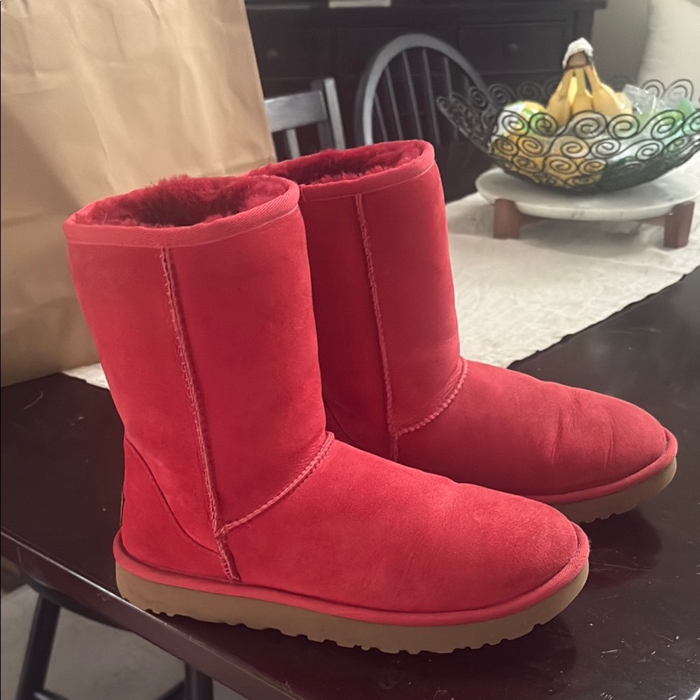 Classic Cozy Women's Red Suede Ugg Boots